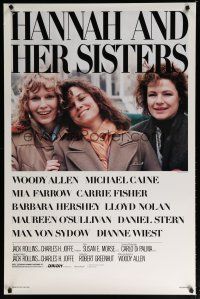 6m364 HANNAH & HER SISTERS 1sh '86 Woody Allen, Mia Farrow, Dianne Weist, Barbara Hershey!