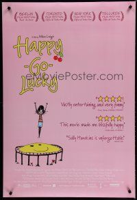 6m370 HAPPY-GO-LUCKY DS 1sh '08 Sally Hawkins, cute artwork of smiley face trampoline!