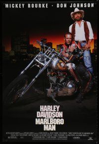 6m373 HARLEY DAVIDSON & THE MARLBORO MAN 1sh '91 Mickey Rourke & Don Johnson in title roles!