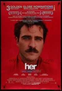 6m385 HER awards advance DS 1sh '13 image of depressed Joaquin Phoenix in Spike Jonze love story!