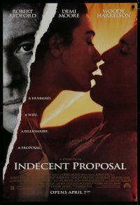 6m427 INDECENT PROPOSAL advance DS 1sh '93 Robert Redford, Demi Moore, Woody Harrelson!