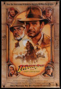 6m432 INDIANA JONES & THE LAST CRUSADE int'l advance 1sh '89 art of Ford & Sean Connery by Drew!