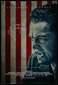 6m436 J. EDGAR advance DS 1sh '11 Leonardo DiCaprio in title role, cool American flag design!