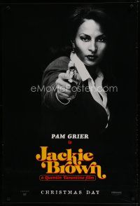 6m441 JACKIE BROWN teaser 1sh '97 Quentin Tarantino, cool image of Pam Grier in title role!