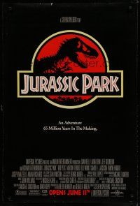 6m455 JURASSIC PARK advance DS 1sh '93 Steven Spielberg, Richard Attenborough re-creates dinosaurs!