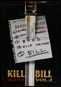 6m463 KILL BILL: VOL. 2 teaser 1sh '04 Uma Thurman, Quentin Tarantino directed, hit list & katana!