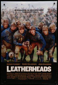 6m489 LEATHERHEADS DS 1sh '08 great image of George Clooney & wacky football team!