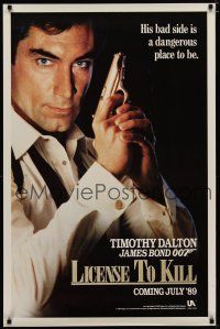 6m504 LICENCE TO KILL s-style teaser 1sh '89 cool image of Timothy Dalton as James Bond!