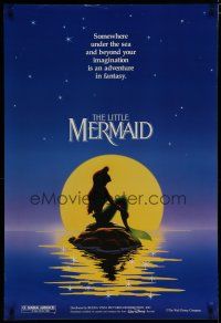 6m510 LITTLE MERMAID teaser DS 1sh '89 Disney, great art of Ariel in moonlight by Morrison/Patton!