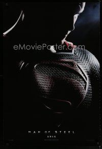 6m538 MAN OF STEEL teaser DS English 1sh '13 close-up of Henry Cavill in title role as Superman!