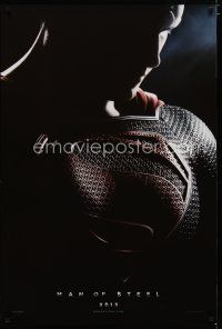 6m536 MAN OF STEEL teaser DS 1sh '13 close-up of Henry Cavill in the title role as Superman!