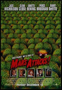 6m545 MARS ATTACKS! advance 1sh '96 directed by Tim Burton, great image of many alien brains!