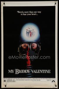 6m581 MY BLOODY VALENTINE 1sh '81 bloody gas mask, there's more than one way to lose your heart!