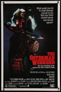 6m610 OSTERMAN WEEKEND 1sh '83 typical Sam Peckinpah, cool close up of woman w/bow & arrow!