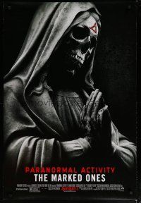 6m620 PARANORMAL ACTIVITY THE MARKED ONES advance DS 1sh '14 horror image of praying skeleton!