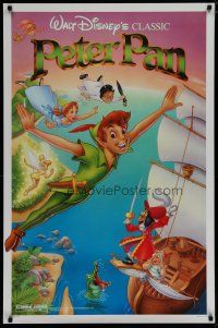 6m625 PETER PAN 1sh R89 Walt Disney animated cartoon fantasy classic, great flying art!