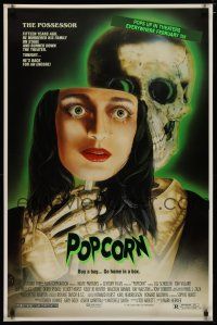 6m640 POPCORN 1sh '91 really cool wild Joann horror art, buy a bag, go home in a box!