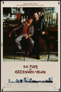 6m641 POPE OF GREENWICH VILLAGE 1sh '84 great c/u of Eric Roberts & Mickey Rourke sitting at bar!