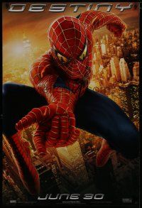 6m739 SPIDER-MAN 2 teaser 1sh '04 cool image of Tobey Maguire as superhero, destiny!