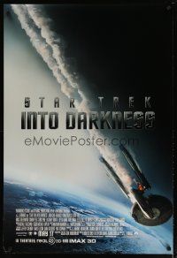 6m746 STAR TREK INTO DARKNESS advance DS 1sh '13 Peter Weller, cool image of crashing starship!