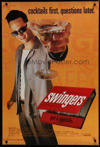 6m770 SWINGERS 1sh '96 partying Vince Vaughn with giant martini, directed by Doug Liman!