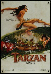 6m775 TARZAN advance DS 1sh '99 Walt Disney, Edgar Rice Burroughs story, art of Tarzan & Jane!