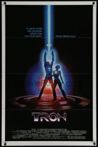 6m798 TRON 1sh '82 Bruce Boxleitner in title role & Cindy Morgan!