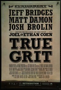 6m799 TRUE GRIT advance DS 1sh '10 Jeff Bridges, Matt Damon, cool wanted poster design!