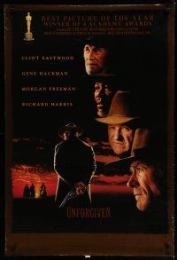 6m807 UNFORGIVEN awards 1sh '92 Clint Eastwood, Gene Hackman, Richard Harris, Morgan Freeman!