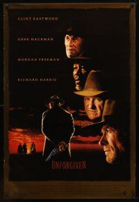 6m808 UNFORGIVEN DS 1sh '92 Clint Eastwood, Gene Hackman, Morgan Freeman, Richard Harris!
