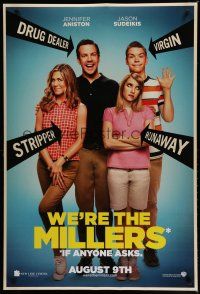 6m823 WE'RE THE MILLERS teaser DS 1sh '13 Jennifer Aniston, Jason Sudeikis, Emma Roberts & Poulter!