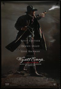 6m843 WYATT EARP DS 1sh '94 cool image of Kevin Costner in the title role firing gun!