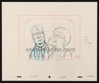 6p118 KING OF THE HILL animation art '00s cartoon pencil drawing of worried Hank & angry Peggy!