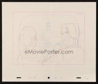 6p115 KING OF THE HILL animation art '00s cartoon pencil drawing of Hank & Peggy in church!