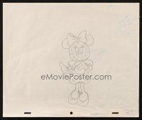 6p128 MINNIE MOUSE animation art '70s Disney, great cartoon pencil drawing of Mickey's girlfriend!