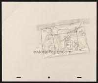 6p067 SIMPSONS animation art '00s Groening, cartoon pencil drawing of Bart & Lisa by firetruck!