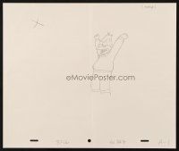 6p086 SIMPSONS animation art '00s Matt Groening, cartoon pencil drawing of Grandpa Abe cheering!