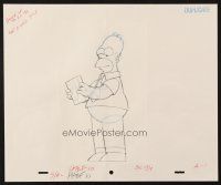 6p070 SIMPSONS animation art '00s Groening, cartoon pencil drawing of Homer holding book!