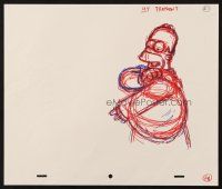 6p072 SIMPSONS animation art '00s Groening, cartoon pencil drawing of Homer putting his jacket on!