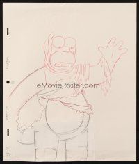 6p089 SIMPSONS animation art '00s Matt Groening, cartoon pencil drawing of Homer in torn costume!