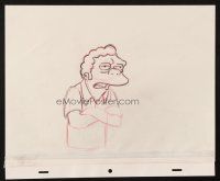 6p079 SIMPSONS animation art '00s Groening, cartoon pencil drawing of Moe with his arms crossed!