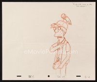6p100 SIMPSONS 7 pieces of animation art '00s cartoon pencil drawing of John Madden, nerd & more!