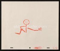 6p131 UNKNOWN ANIMATED CHARACTER 5 pieces of animation art '80s wacky cartoon with stick man!
