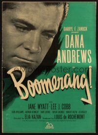 6p471 BOOMERANG pressbook '47 great close up of Dana Andrews, Elia Kazan film noir!