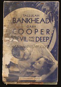 6p526 DEVIL & THE DEEP pressbook '32 wonderful c/u of Gary Cooper & Tallulah Bankhead!