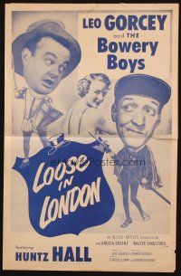 6p684 LOOSE IN LONDON pressbook '53 wacky image of Bowery Boys Leo Gorcey & Huntz Hall!