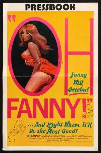 6p751 OH FANNY pressbook '75 she'll getcha right where it'll do most good, sexy artwork!