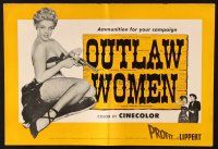 6p765 OUTLAW WOMEN pressbook '52 cheating women, seductive women, savage women, six gun sirens!