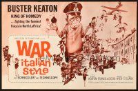 6p906 WAR ITALIAN STYLE pressbook '66 Due Marines e un Generale, cartoon art of Buster Keaton!