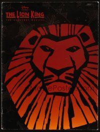 6p202 LION KING stage play souvenir program book '97 Broadway musical from the Disney cartoon!